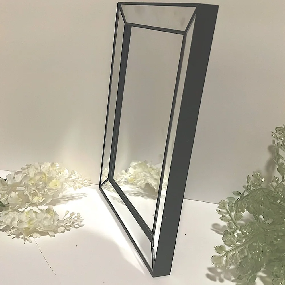 Nwt mirror beautiful style black trim 8”x 10” light weight ready to hang on wall